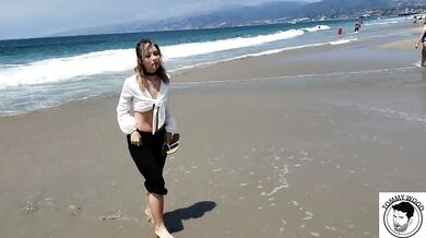 Date on the beach with blonde petite pornstar Daphne Dare