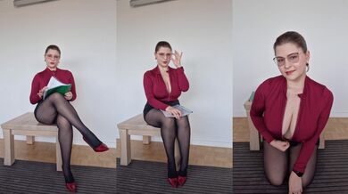 Secretary Blowjob Deal – Deepthroat on Knees With Glasses & Huge Facial on Tits, Face & Glasses