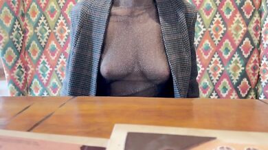 Naked in cafe