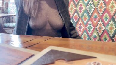 Naked in cafe