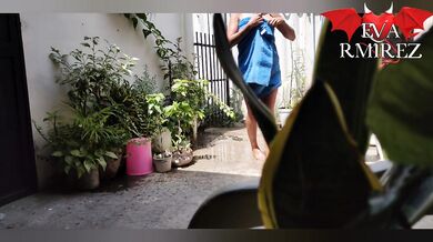 I love to show myself in the garden inviting my neighbor to see me