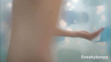 Close Up on Pale Skinny in Shower