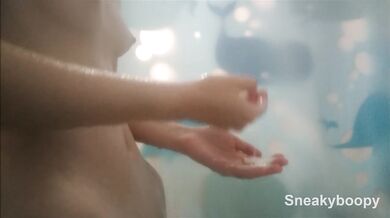Close Up on Pale Skinny in Shower