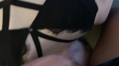 Choking and Spanking til I cum hard, red ass riding cock, HUGE facial