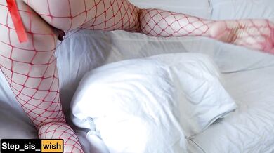 Cosplay Stepsister In Clothes Of The Maid Without Panties Rubs Wet Pussy On The Pillow And Need Sex