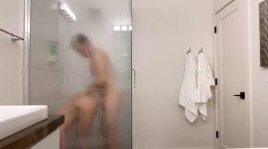 Steamy Glass Shower: Hot Couple on Vacation