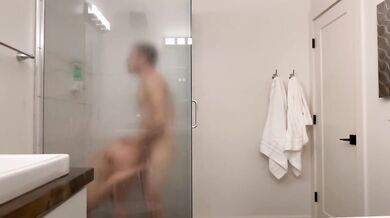 Steamy Glass Shower: Hot Couple on Vacation