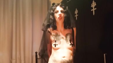 Lucy Ravenblood loud moaning self fisting for Lucifer on huge pentagram