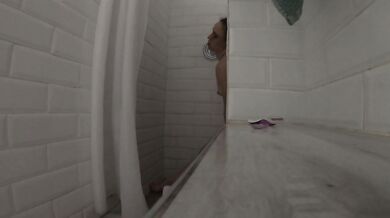 Shaving and Showering in Public Shower ( VERY HORNY, I CUM TWICE)