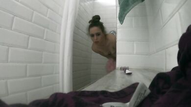 Shaving and Showering in Public Shower ( VERY HORNY, I CUM TWICE)