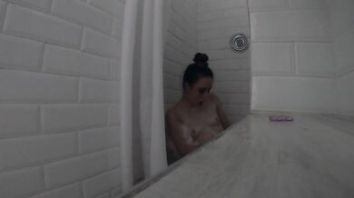 Shaving and Showering in Public Shower ( VERY HORNY, I CUM TWICE)