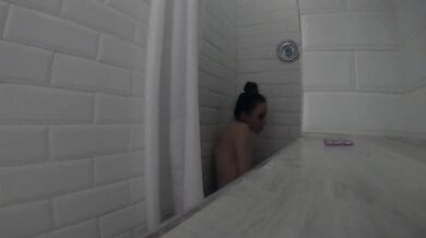 Shaving and Showering in Public Shower ( VERY HORNY, I CUM TWICE)
