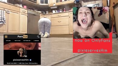 She cleans the floor and her clothes disappear! Jerk off and cum before she's done