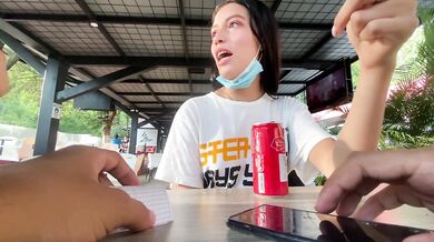 I love the reaction of my girlfriend using her toy in public // lovense lush control