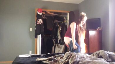 Roommate getting dressed for school!