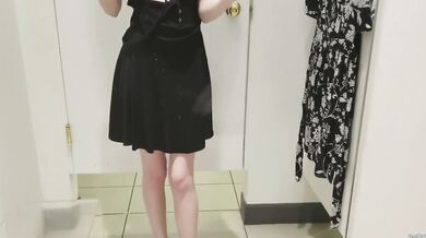 skinny gothic girl taking a selfie at hudson bay dressing room