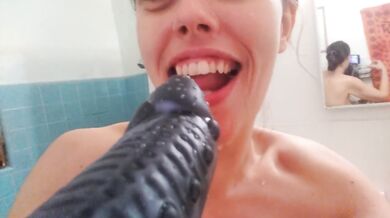 PinkMoonLust Monster Cum Facial! Hairy Onlyfans Camgirl Takes BAD DRAGON CUMSHOT in HAIR & ALL OVER