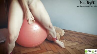 Fitness ball is boring unless you have a big dildo in your pussy - Tacy Tight (FULL)