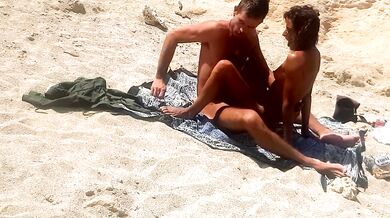 Exposed Sexy Couple at the beach, sex in public