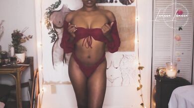 RED HOT Lingerie Try On Haul Ebony Babe w/ Brown Perky Tits