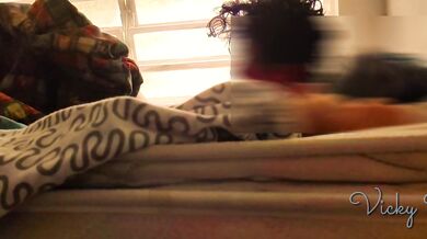 Latin amateur couple make love romantically on golden afternoon
