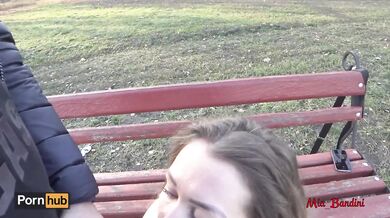 Real public sex. Beautiful fucks on a park bench and shows her perfect