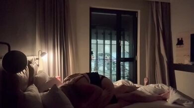 Hotel Window Cowgirl - Real Blonde MILF Rides Hard With Strangers Walking Past!