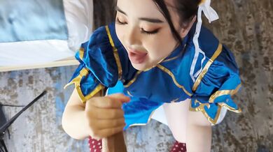 Chun li gives an awesome blowjob and takes a facial asian girl pov bj