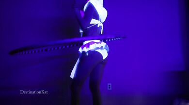 DestinationKat Dances and Hula Hoops Under A Black Light