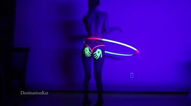 DestinationKat Dances and Hula Hoops Under A Black Light