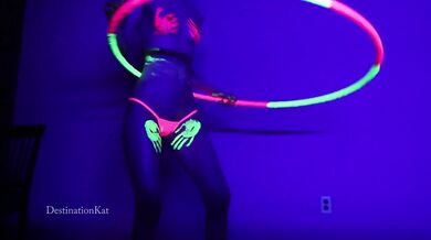 DestinationKat Dances and Hula Hoops Under A Black Light