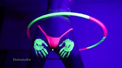 DestinationKat Dances and Hula Hoops Under A Black Light