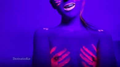 DestinationKat Dances and Hula Hoops Under A Black Light