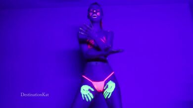 DestinationKat Dances and Hula Hoops Under A Black Light