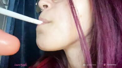 RED HEAD SMOKES A CIGARETTE AND GIVES A BLOWJOB #3 - SMOKING FETISH NYNPHE