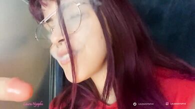 RED HEAD SMOKES A CIGARETTE AND GIVES A BLOWJOB #3 - SMOKING FETISH NYNPHE