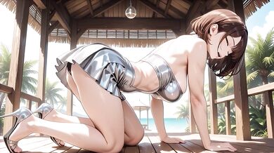 Brown Haired Big Tits Silver Bikini Gazebo Creampie Overload Ahegao Eyes Rolling