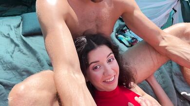 In nature, this bitch gave herself to three men, they twisted her on their dicks like shashlik