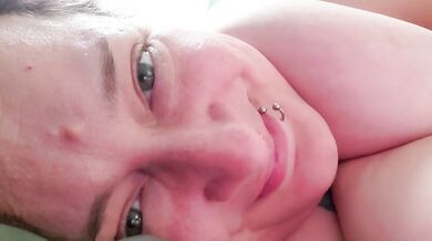 BBW Mature Milf sucks her own ENORMOUS juicy boobs