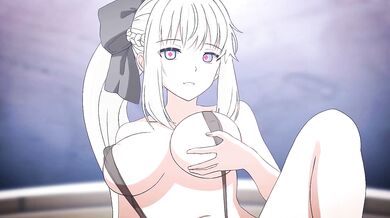 Anime girl's vagina was filled with cum.