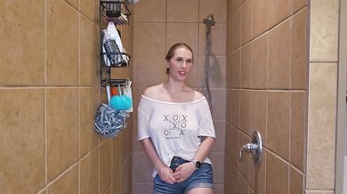 Trying on a super cute white shirt with wet test