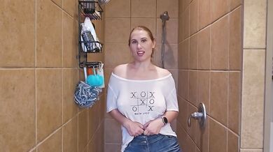 Trying on a super cute white shirt with wet test