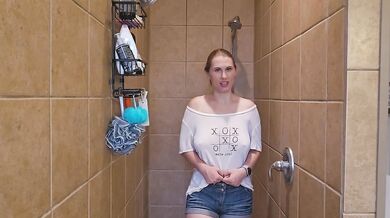 Trying on a super cute white shirt with wet test