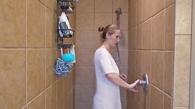 Trying on a super cute white shirt with wet test