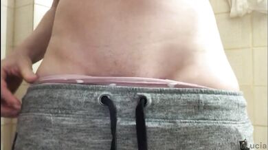 Naughty girl opened and lowered her sweatshirt, horny and urinating deliciously! Pee fetish!