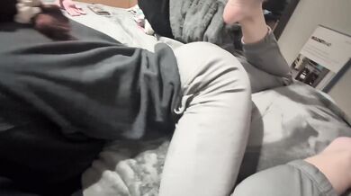 playing with cute redheads feet during blowjob POV