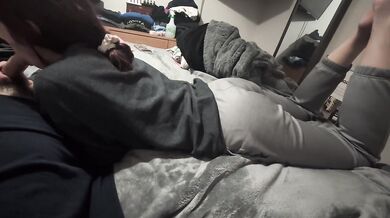 playing with cute redheads feet during blowjob POV