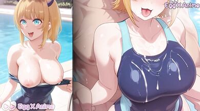 Oshi no Ko swim suit hentai - Mem Cho big tits swim suit blow job hentai