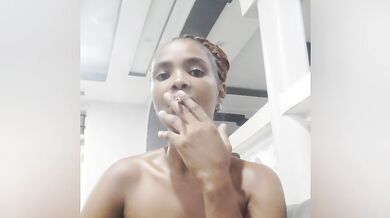 Village babe first time smoking