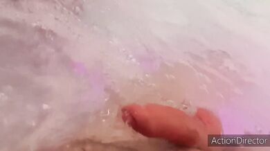 New Year's Eve foreplay in the jacuzzi. Handjob and Blowjob